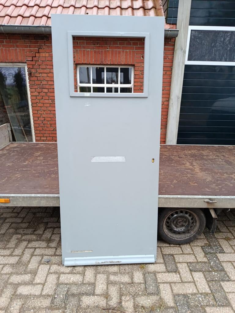 Grijze Buitendeur met 3 puntssluiting en tochtstrip, 80 tot 100 cm, Nieuw, Buitendeur, 200 tot 215 cm