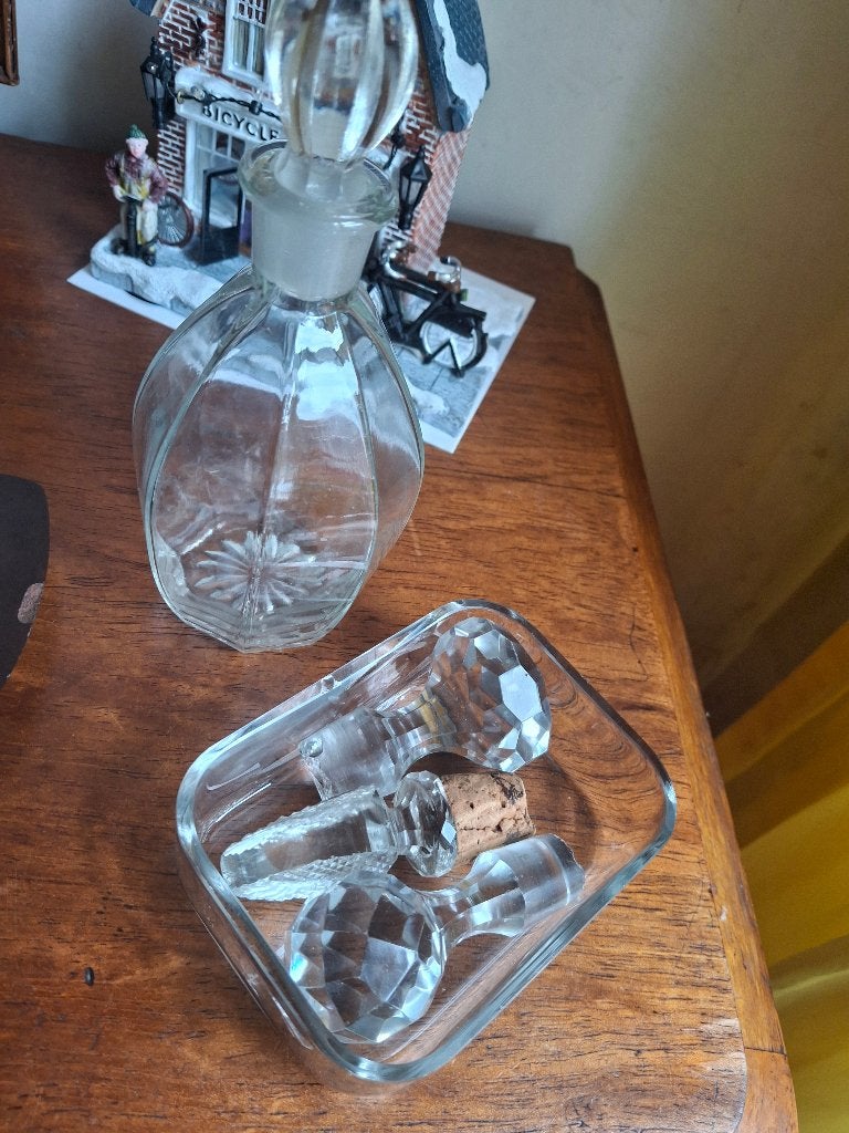 Vintage Glazen Parfumfles met Stop, Ophalen of Verzenden