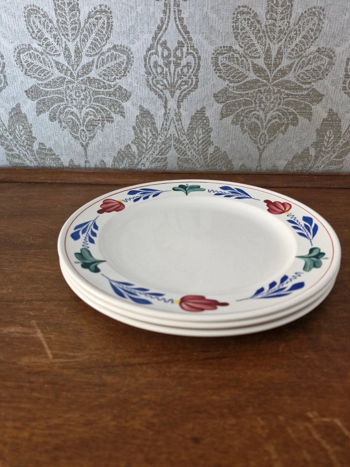 3 dinerborden Boerenbont - jaren 70/80, Gebruikt, Ophalen of Verzenden, Bord(en), Overige stijlen