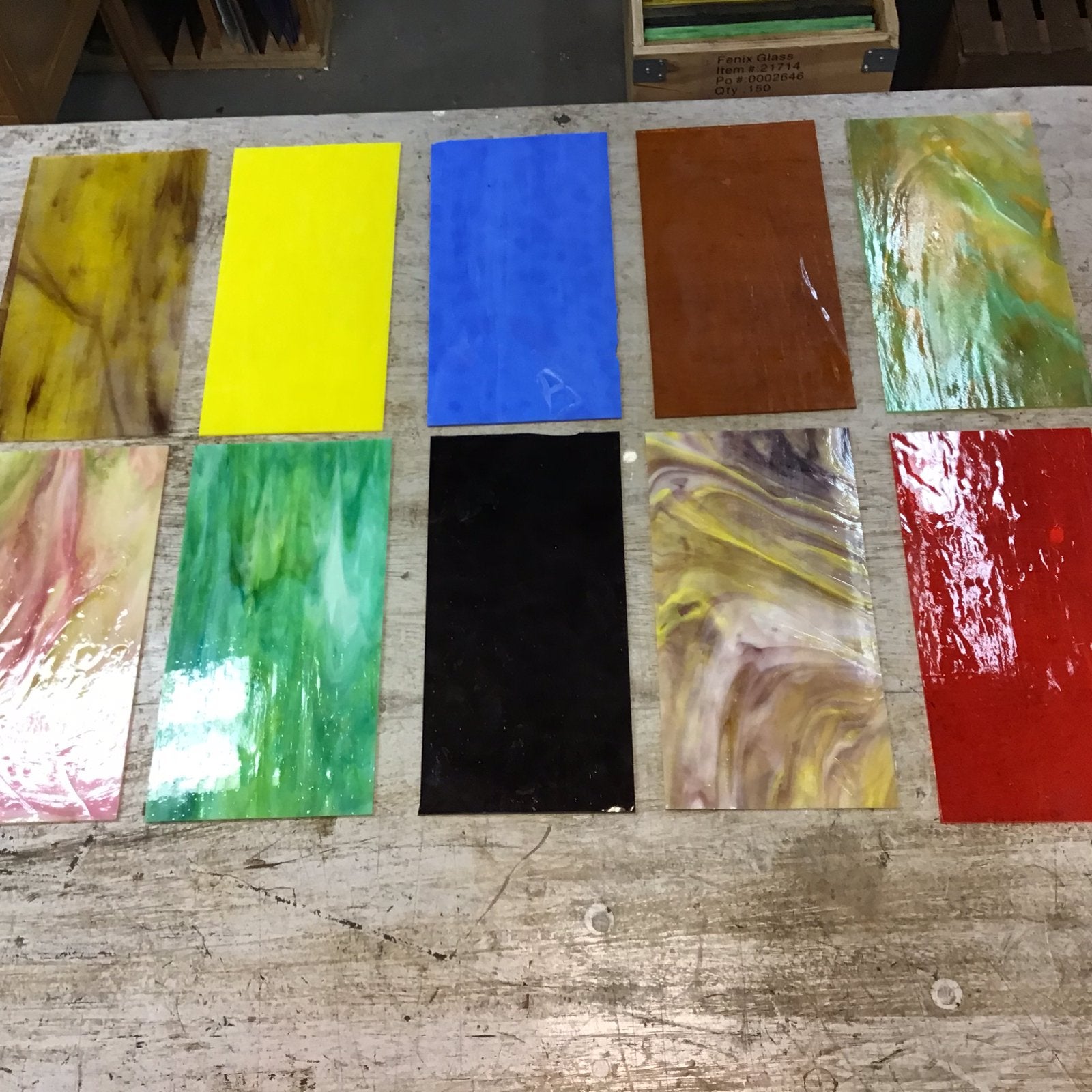 10 nieuwe glasplaatjes 15 x 30 voor tiffany of glas in lood, Ophalen of Verzenden, Zo goed als nieuw