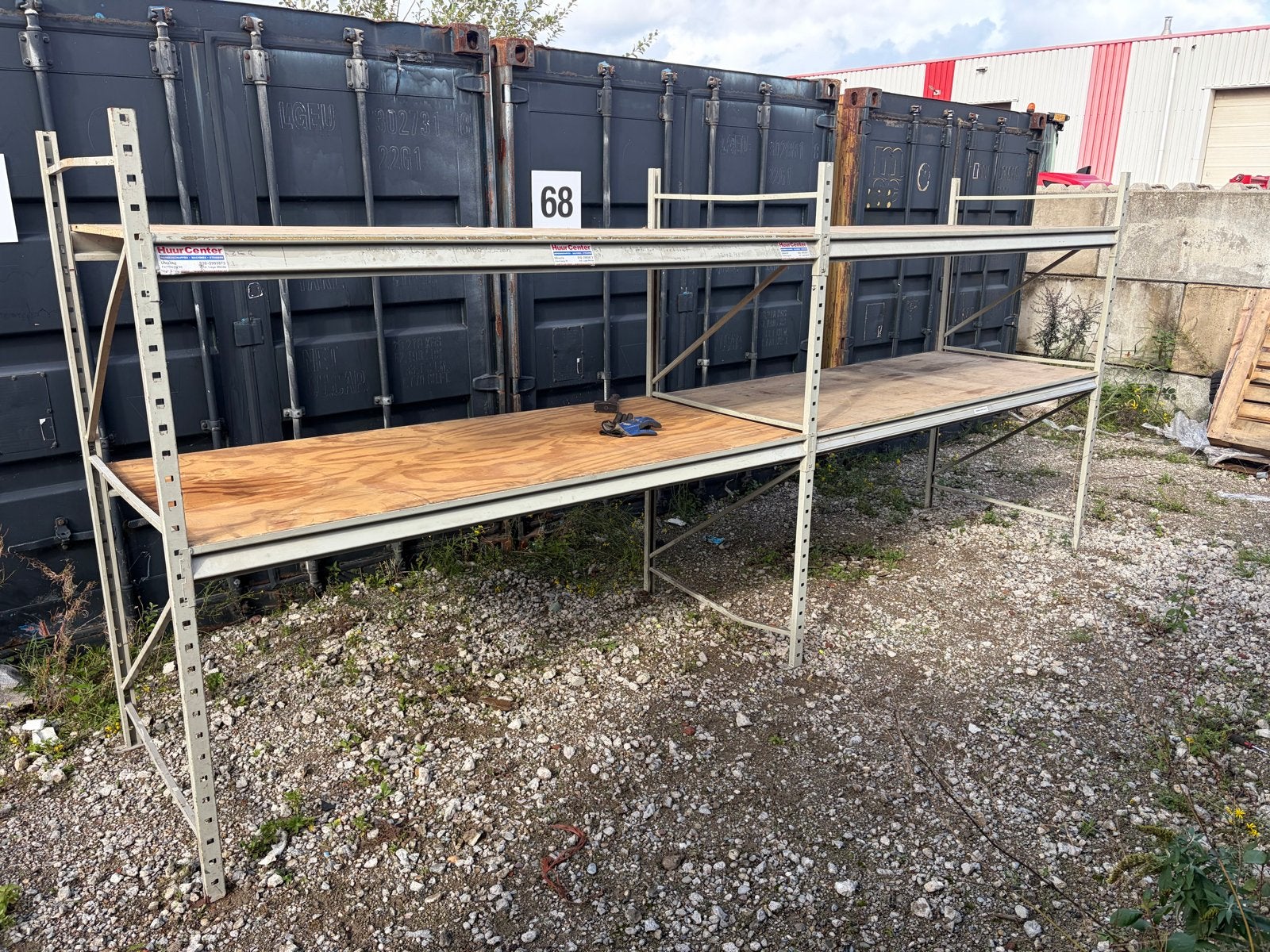 Stevige metalen stelling met houten planken, Ophalen, Gebruikt