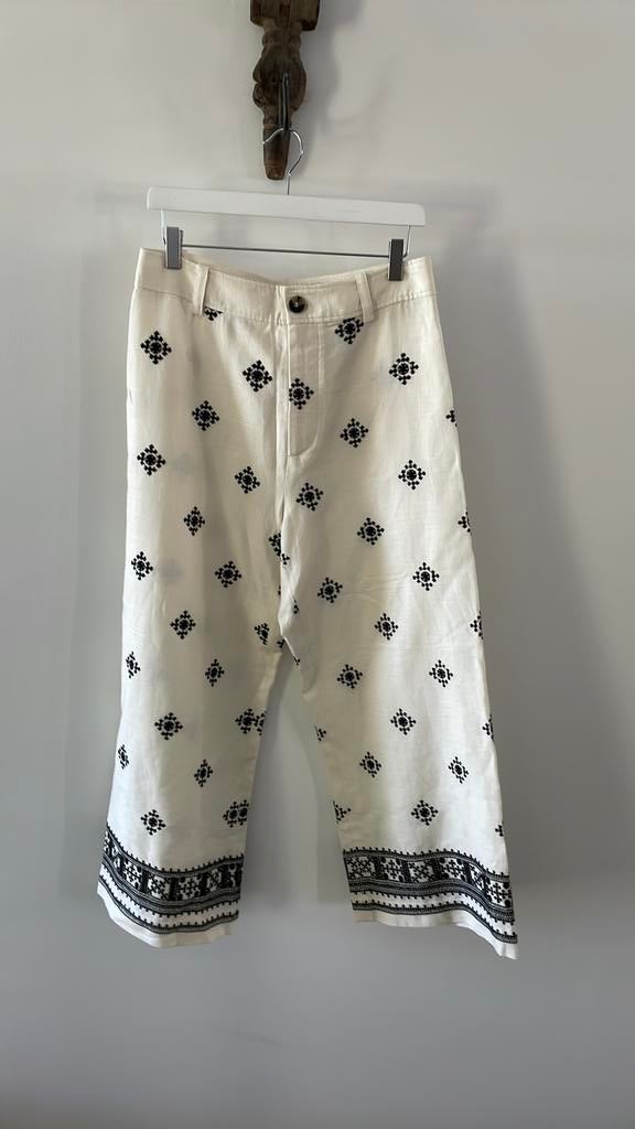 Zgan toffe geborduurde broek van Zara, Maat 38/40 (M), Beige, Ophalen of Verzenden, Zo goed als nieuw