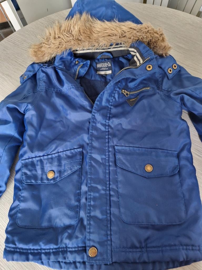 Winterjas 128-134 mayoral  blauw, Kinderen en Baby's, Kinderkleding | Maat 128, Mayoral, Ophalen of Verzenden, Zo goed als nieuw