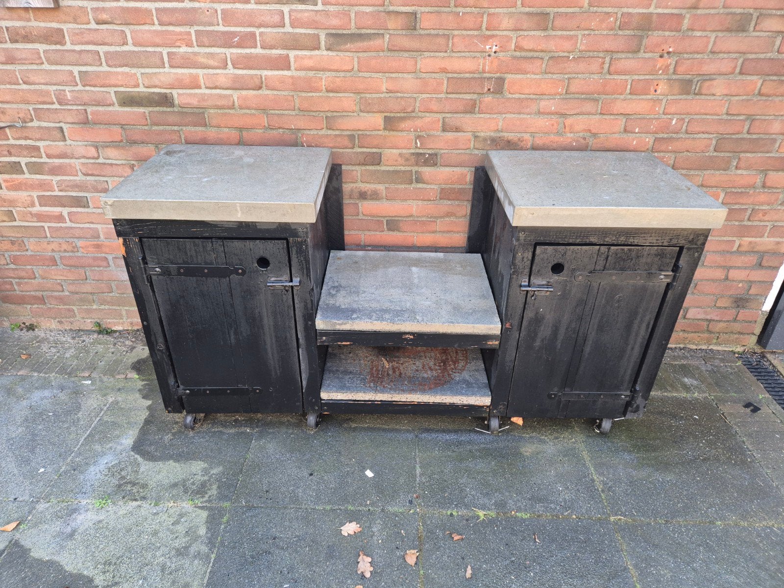 Barbecue Meubel met betonnen werkbladen zie omschrijving, Ophalen of Verzenden, Zo goed als nieuw, Big Green Egg