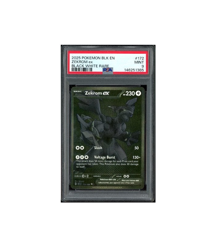 Pokemon Zekrom ex UWR Black Bolt Full Art #172 PSA 9, Ophalen of Verzenden, Zo goed als nieuw, Losse kaart, Foil