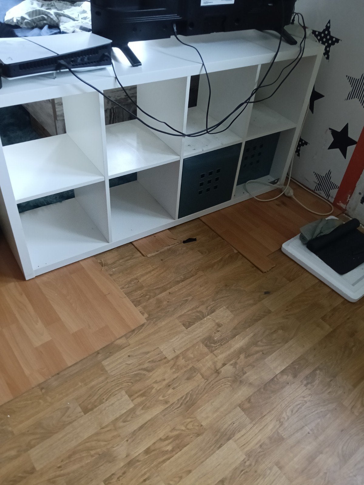 IKEA Kallax kast met 2 grijze bakken, Huis en Inrichting, Ophalen, Zo goed als nieuw