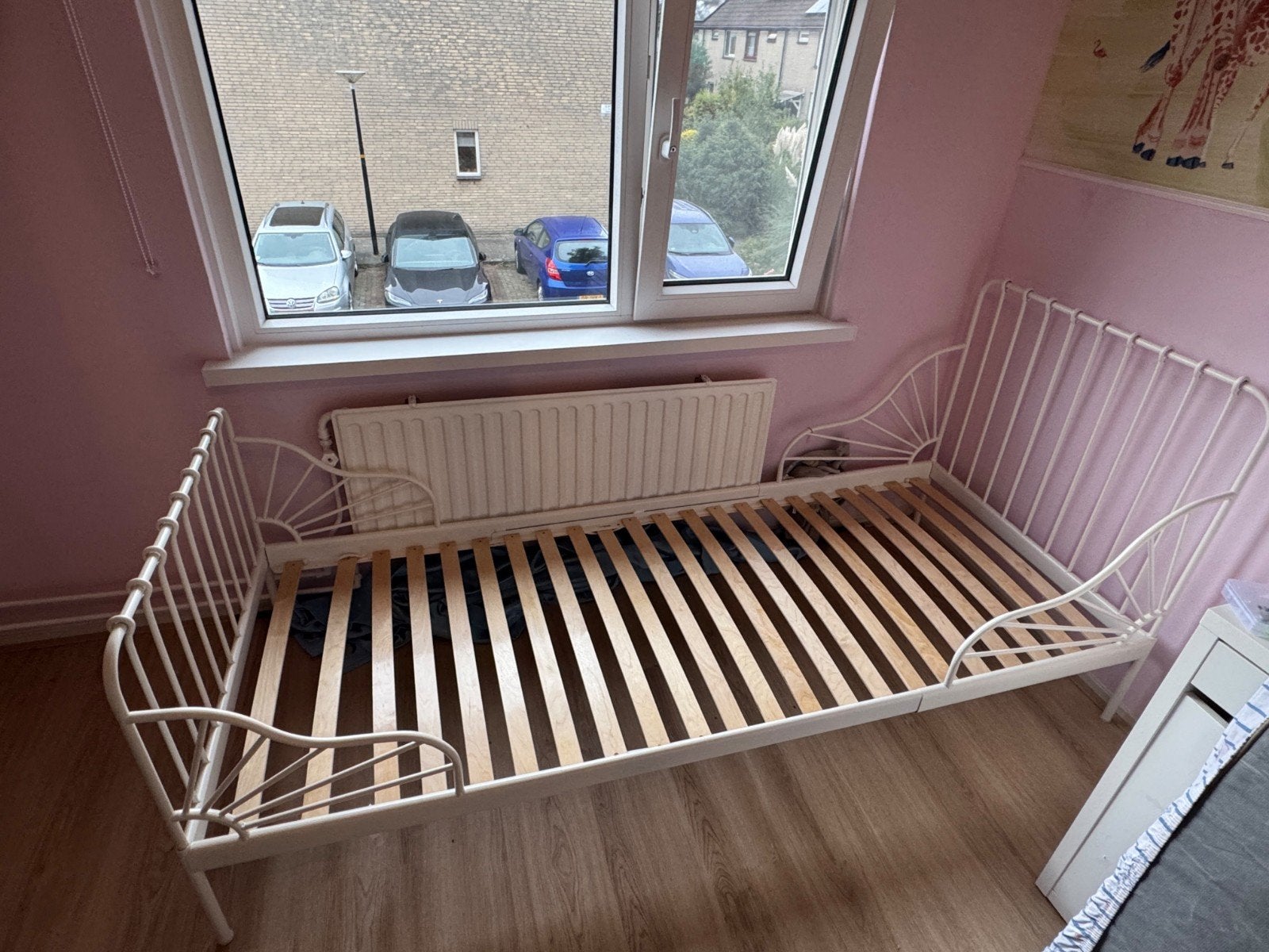 IKEA Minnen meegroeibed met houten lattenbodem, Huis en Inrichting, Ophalen, 90 cm, Eenpersoons, Wit