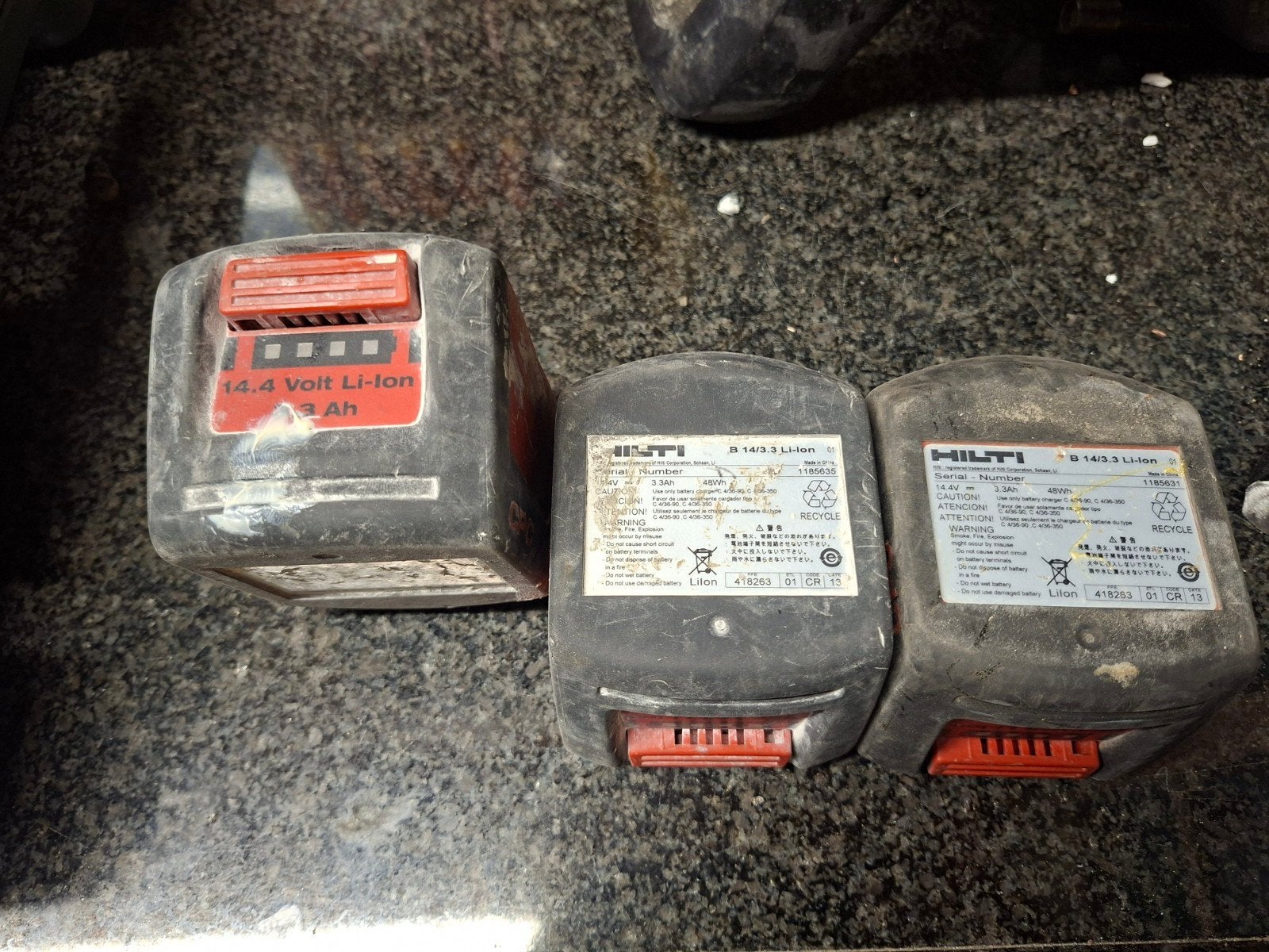 Hilti 14.4 Volt Li-Ion Accu's - 3 stuks, Ophalen of Verzenden, Gebruikt, Overige merken, Overige typen
