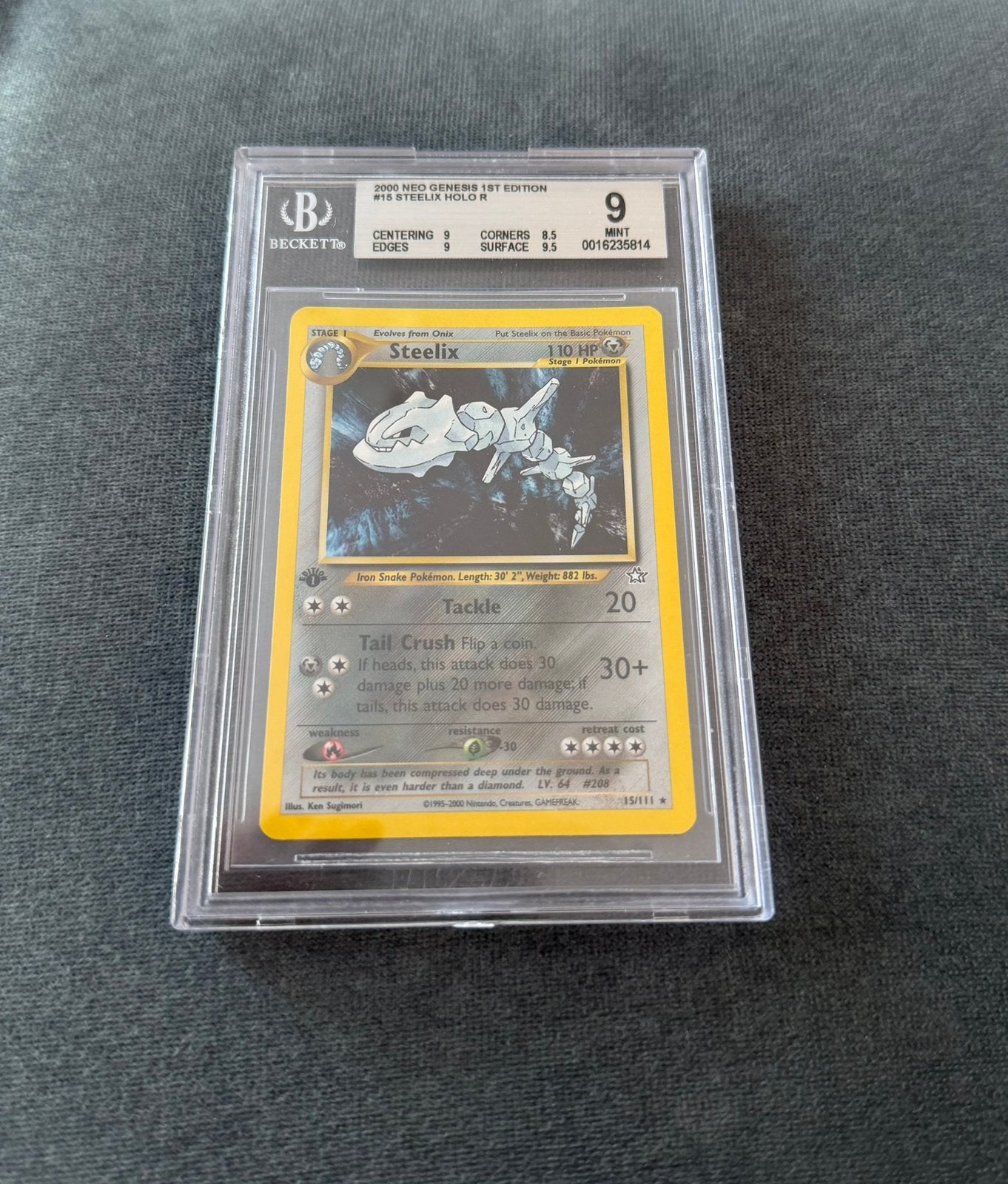 Pokémon Steelix Holo 1st Edition Neo Genesis BGS 9 Mint 2000, Ophalen of Verzenden, Zo goed als nieuw