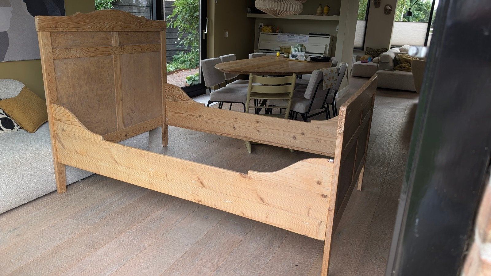 Grenen twijfelaar, landelijk, klassiek, Huis en Inrichting, Slaapkamer | Bedden, Ophalen, Gebruikt, 190 cm of minder, Twijfelaar