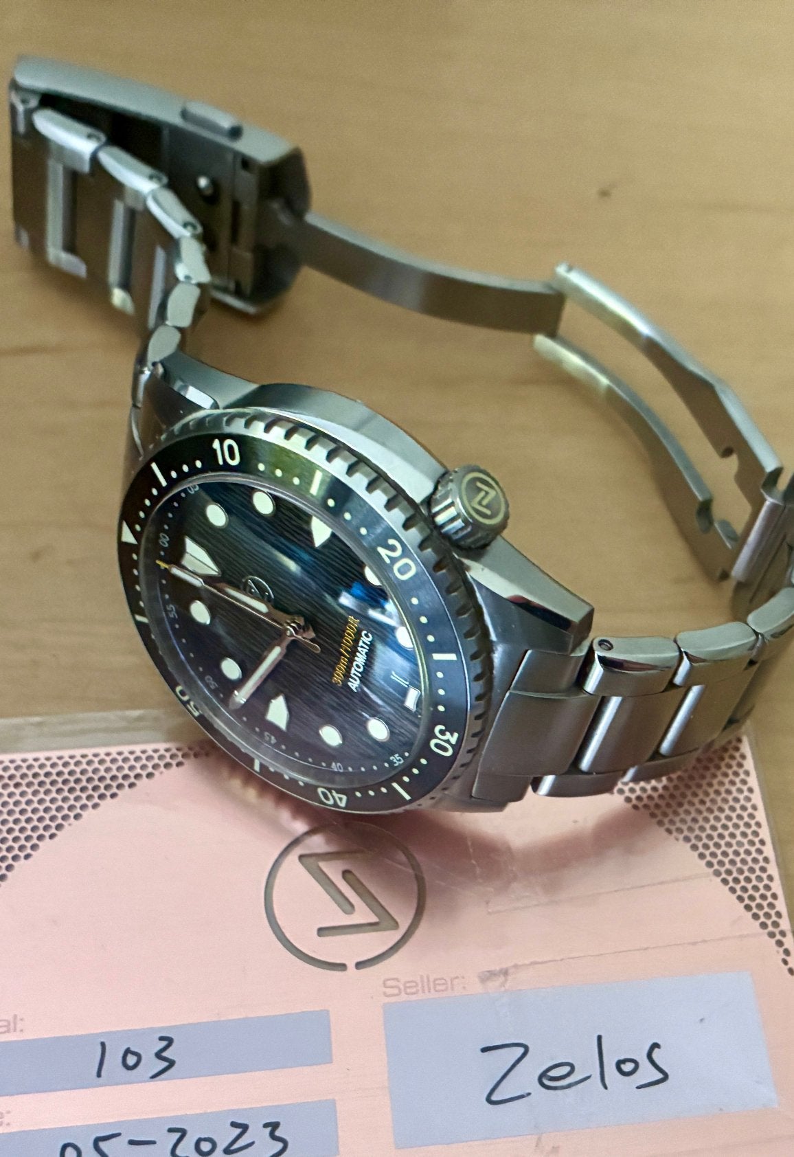 Zelos Mako Raindrop Carbon, Staal, Staal, Polshorloge, Zo goed als nieuw