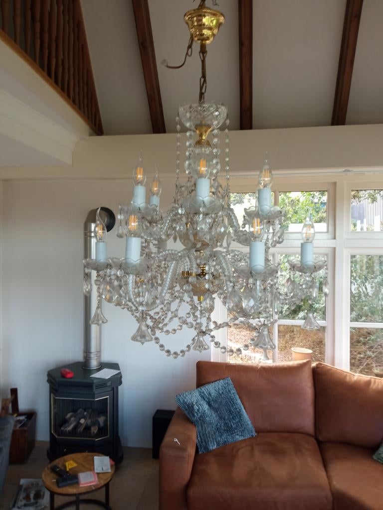Kristallen kroonlucht te koop., Huis en Inrichting, Lampen | Kroonluchters, Ophalen of Verzenden, Gebruikt