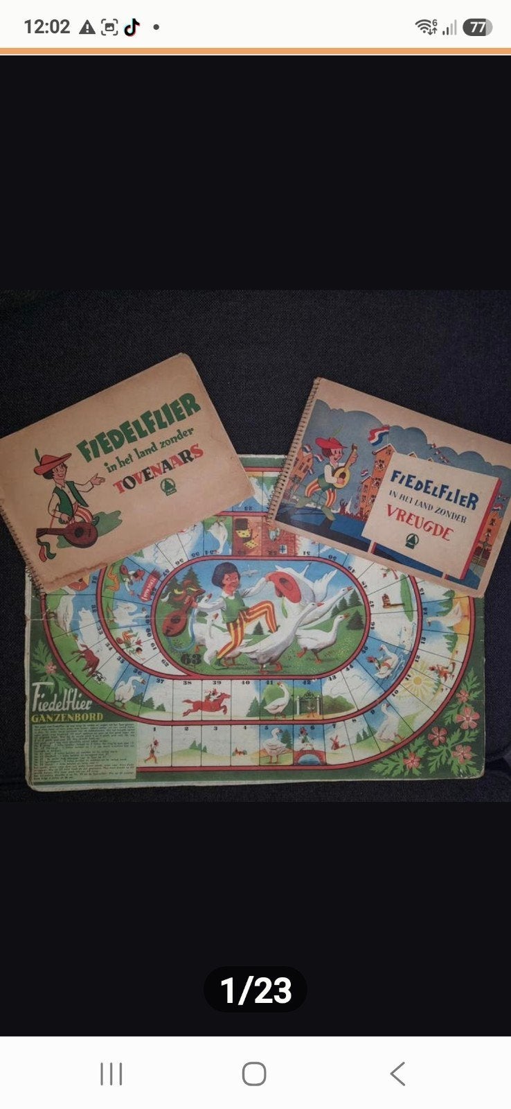 Fiedelflier ganzenbord speelbord + 2 plaatjesalbums jaren 40, Boeken, Ophalen of Verzenden, Gelezen