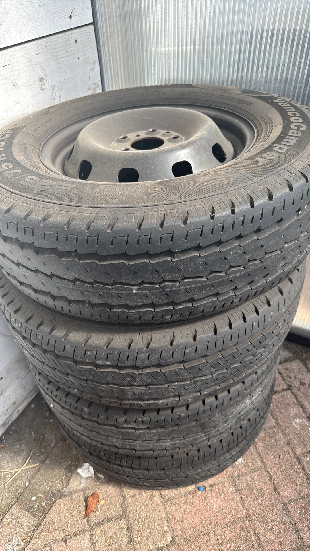 Set Continental Vancontact 225/75-15 CP, Ophalen, 15 inch, Banden en Velgen, Bestelwagen