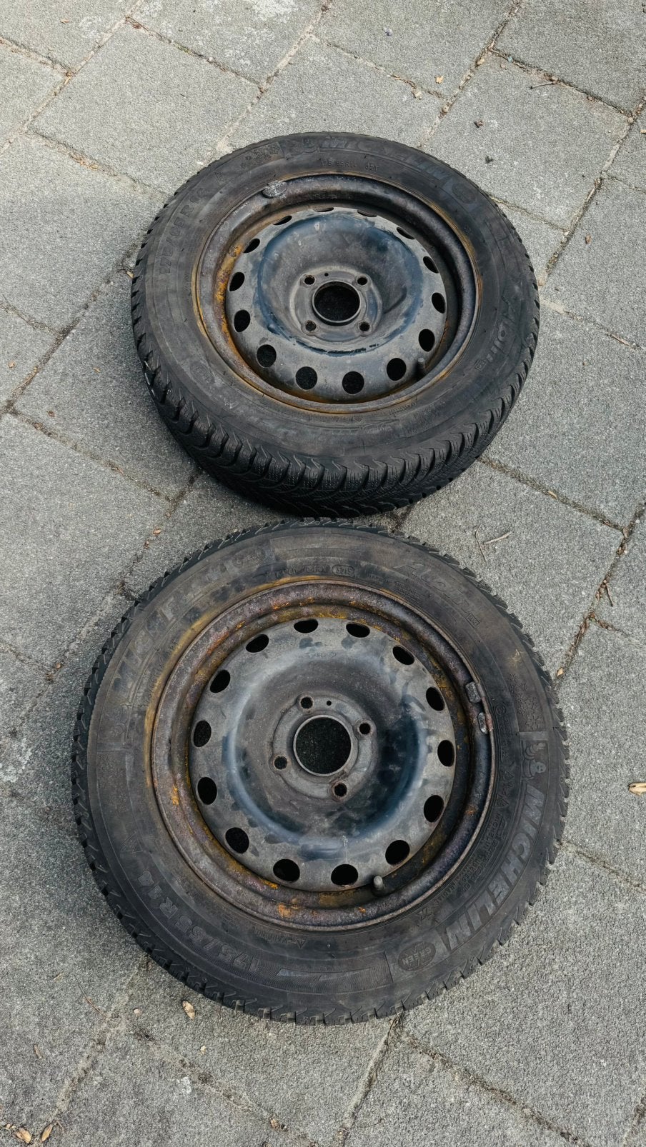 2x Michelin winterbanden 175/65 R14 82T + stalen velgen, Ophalen, Zo goed als nieuw