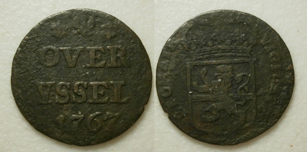 PD11513 Overijssel Duit 1767, Postzegels en Munten, Ophalen of Verzenden, Vóór koninkrijk, 1 cent, Losse munt