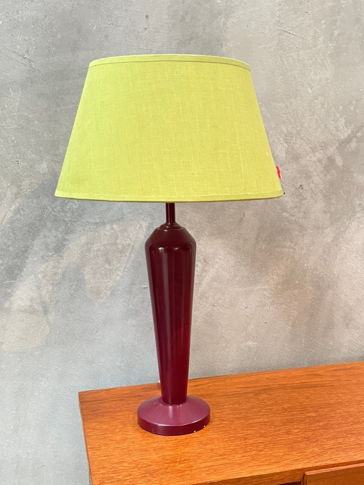 Tafellamp - rood/paars mer appeltjesgroene kap, 49 cm, Q, Q, Met kap