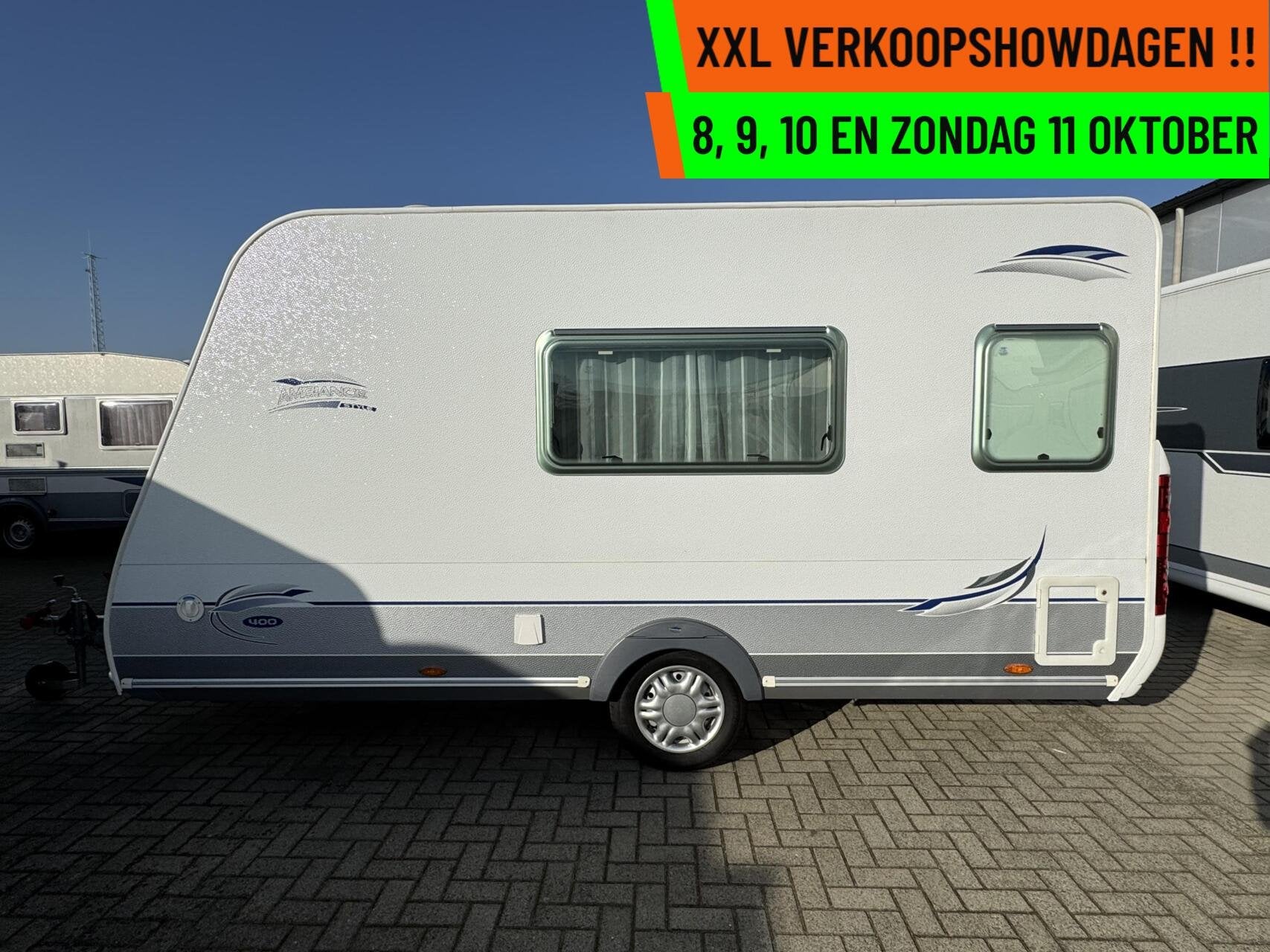 CARAVELAIR AMBIANCE STYLE 400 DWARSBED, FIETSENDR, VOORTENT, Hordeur, Bedrijf, 750 - 1000 kg, 5 tot 6 meter