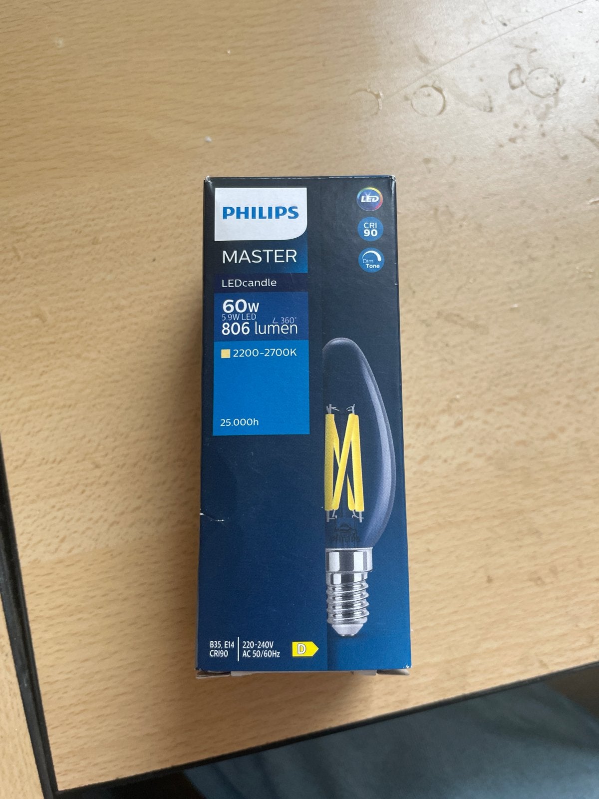 Philips Master LEDcandle | E14 60W 2200-2700K, Ophalen of Verzenden, Nieuw, E14 (klein), Philips