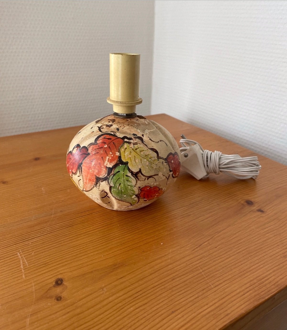 Vintage tafellamp met bloemmotief, Ophalen of Verzenden