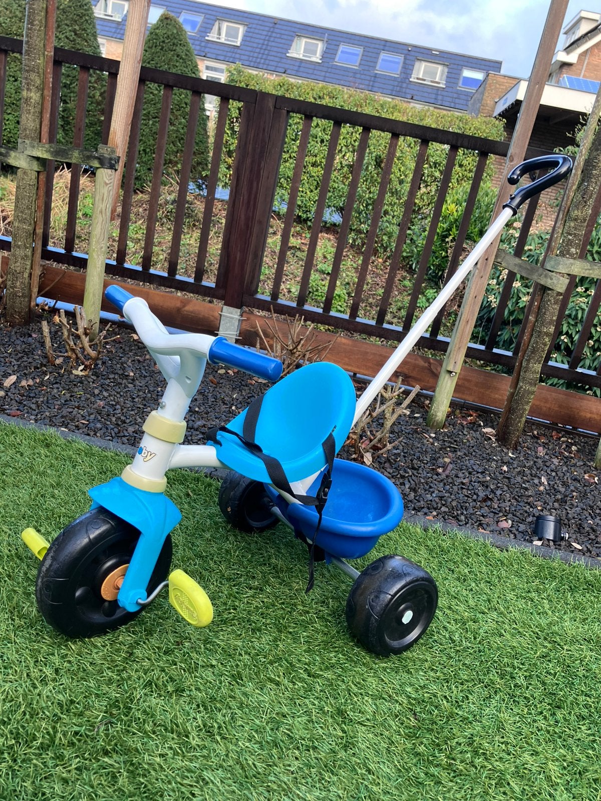 Smoby driewieler met duwstang, Ophalen, Gebruikt, Duwstang