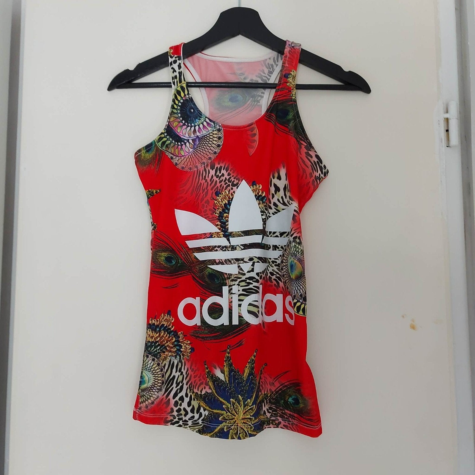 Adidas top met pauwenverenprint - Maat S, Adidas, Ophalen of Verzenden, Zo goed als nieuw, Rood
