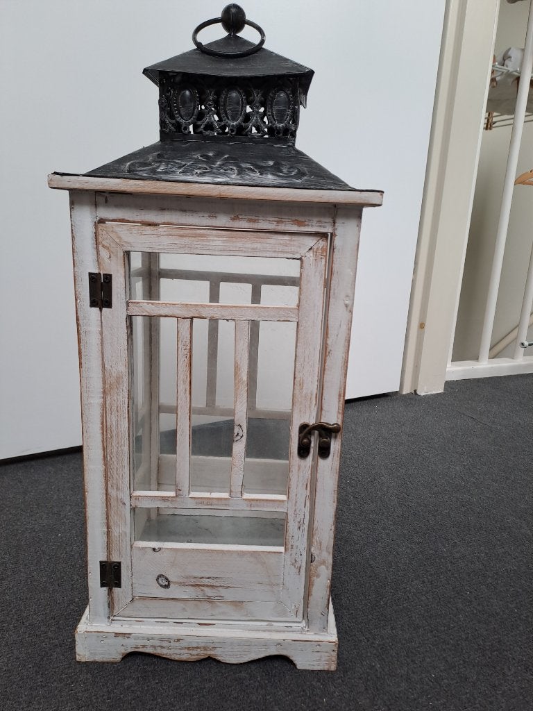Windlicht, Huis en Inrichting, Woonaccessoires | Kandelaars en Kaarsen, Ophalen, Windlicht, Beige, Zo goed als nieuw