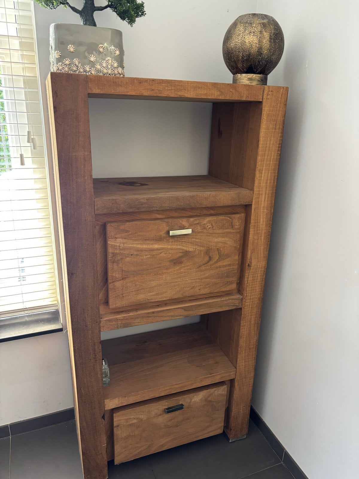 Massief houten kast 160x80x40 cm met lades en planken, Huis en Inrichting, Kasten | Boekenkasten, Ophalen, Gebruikt, 50 tot 100 cm