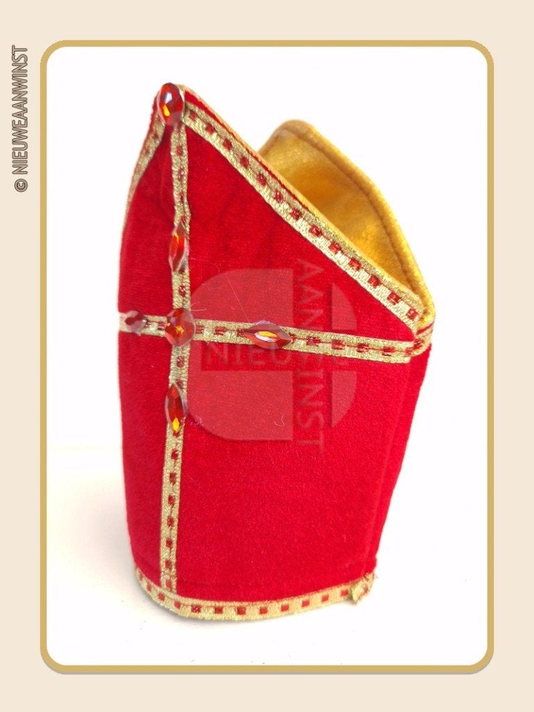 Nostalgische etalage Sinterklaasmijter - rood - 16cm, Verzenden, Nieuw
