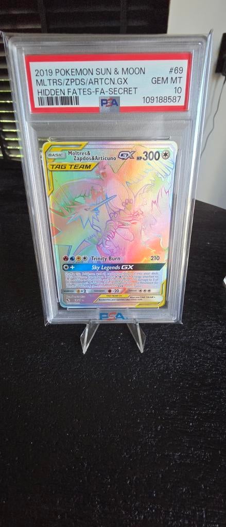 Moltres & Zapdos & Articuno GX PSA 10 Rainbow Rare, Verzenden, Nieuw, Losse kaart, Foil