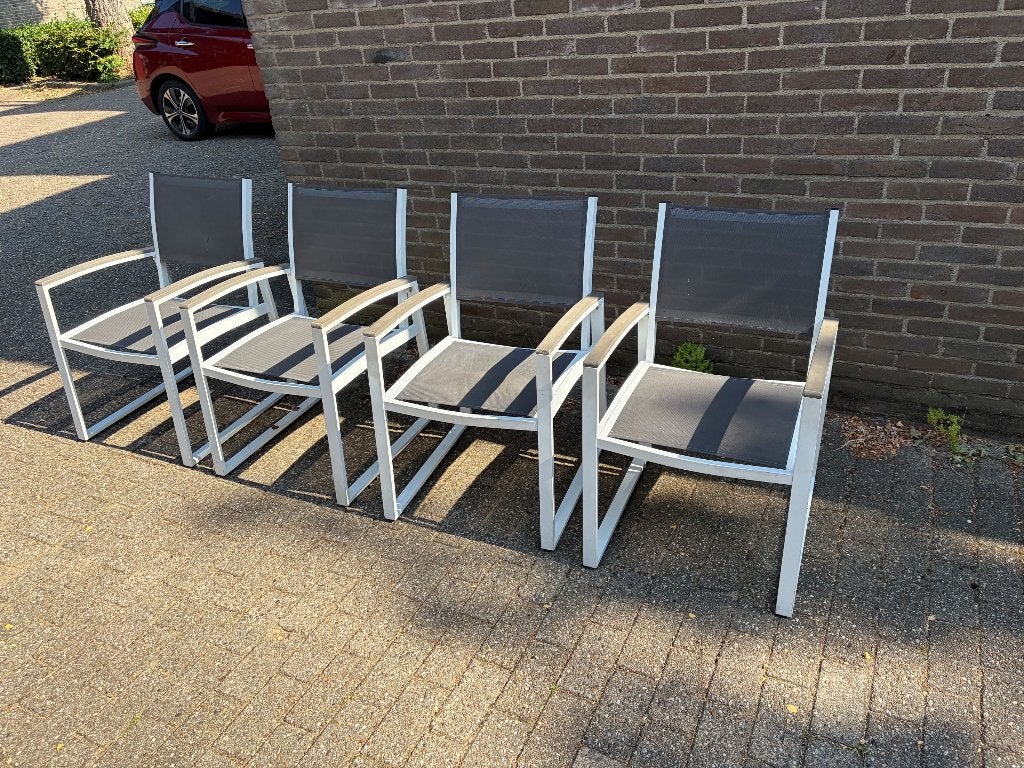 4 Bois le Duc tuinstoelen - Niet stapelbaar, Ophalen, Zo goed als nieuw, Aluminium