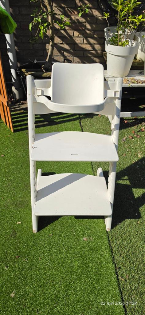 Stokke Tripp Trapp meegroeistoel wit, Ophalen of Verzenden, Gebruikt, Meegroeistoel, Aanschuifbaar