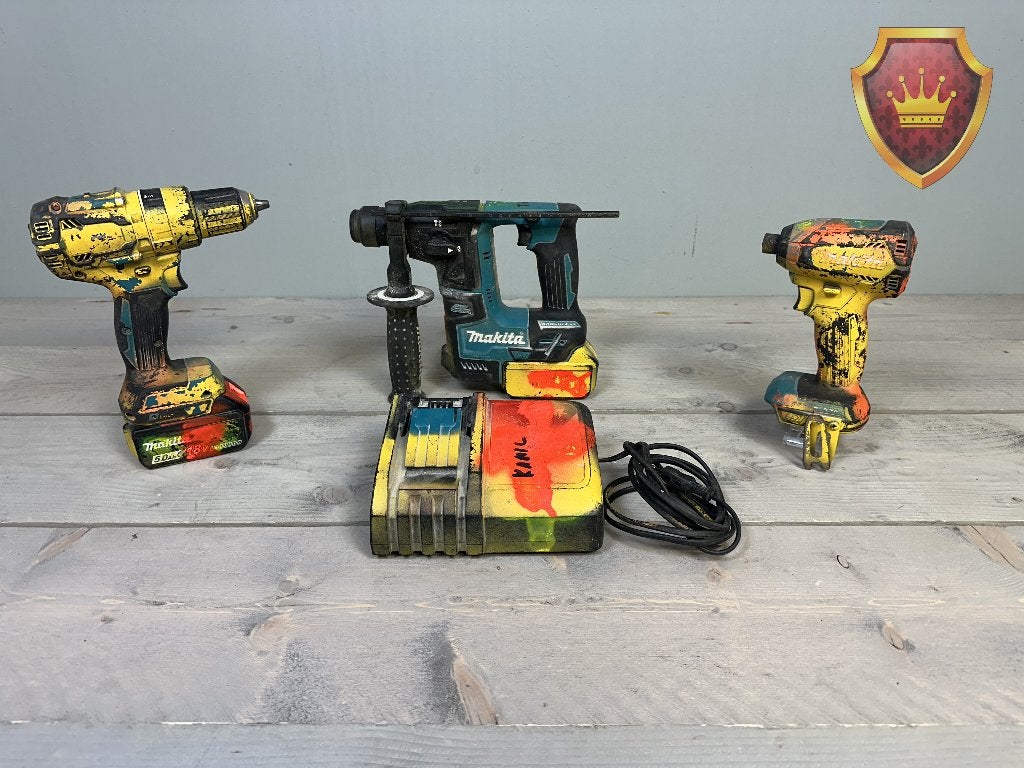 Makita 18V accugereedschapsset met accu’s, Gebruikt, Makita, Niet Ingevuld, Niet Ingevuld