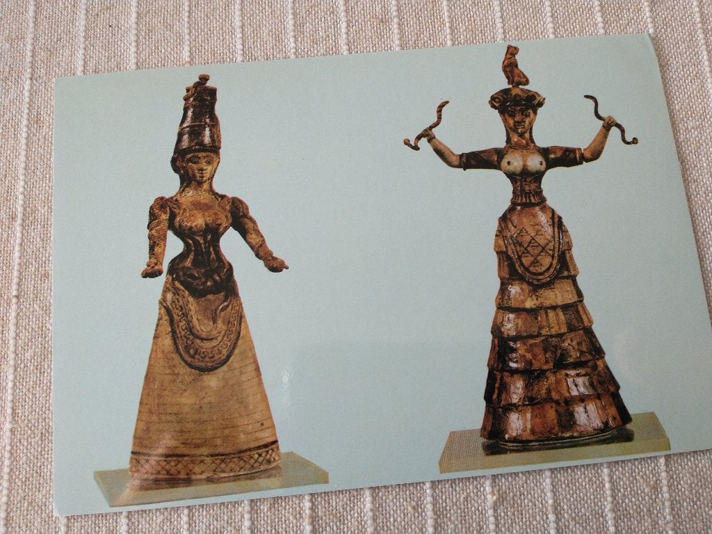 Heraklion Museum - Faience slangengodinnen van Knossos, Ophalen of Verzenden, 1960 tot 1980, Ongelopen, Overig Europa