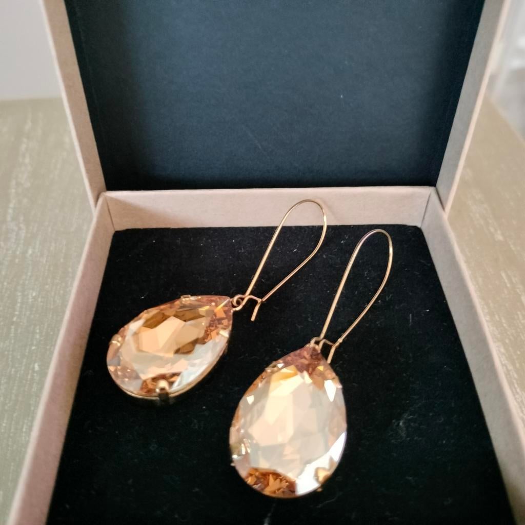 Kristallen, goud kleur oorbellen Otazu, Sieraden, Tassen en Uiterlijk, Ophalen, Nieuw, Goud