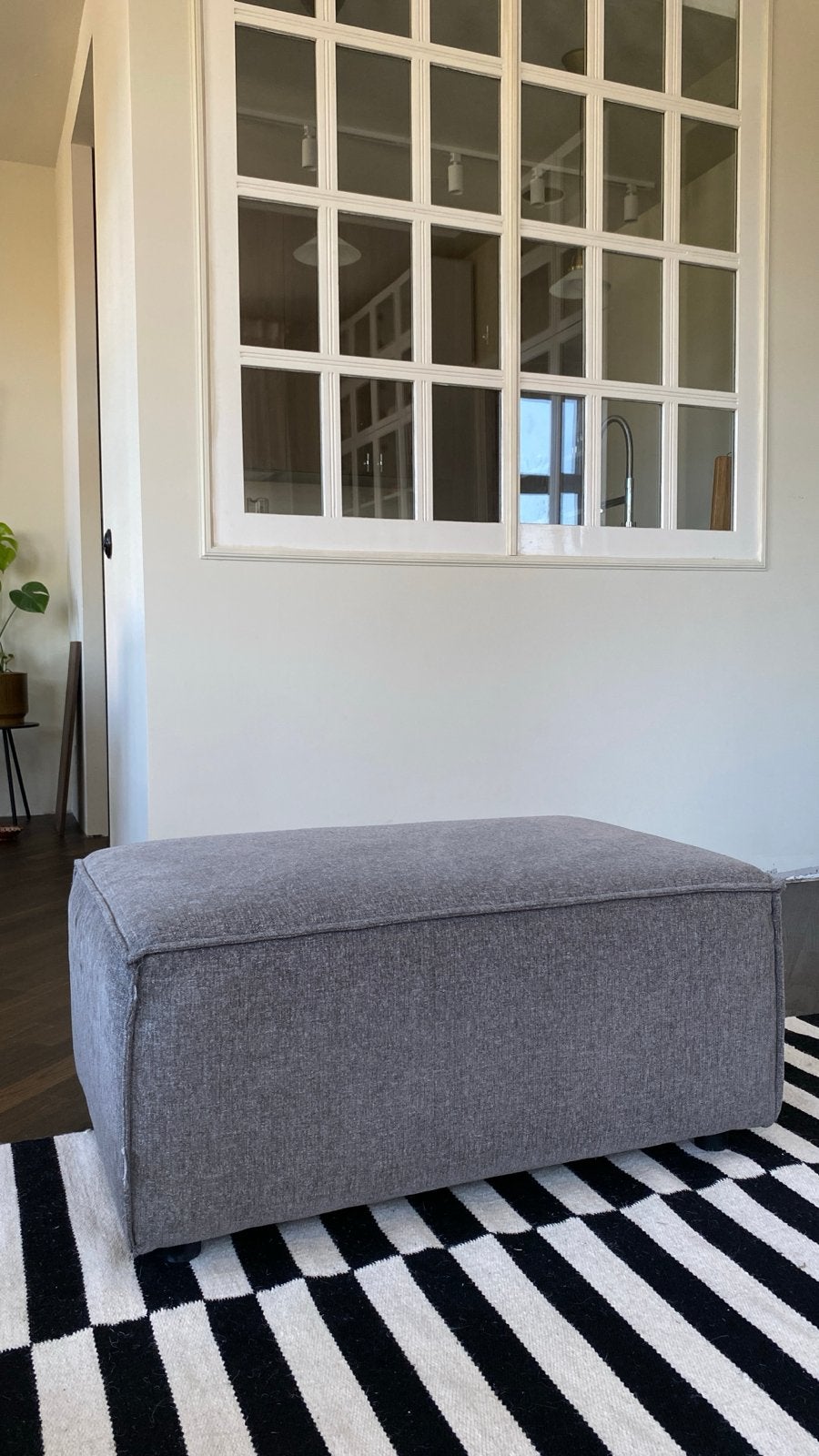 Zuiver Poef - Grijze Voetenbank (96x60x44 cm), Ophalen, Gebruikt, 75 tot 100 cm, Stof