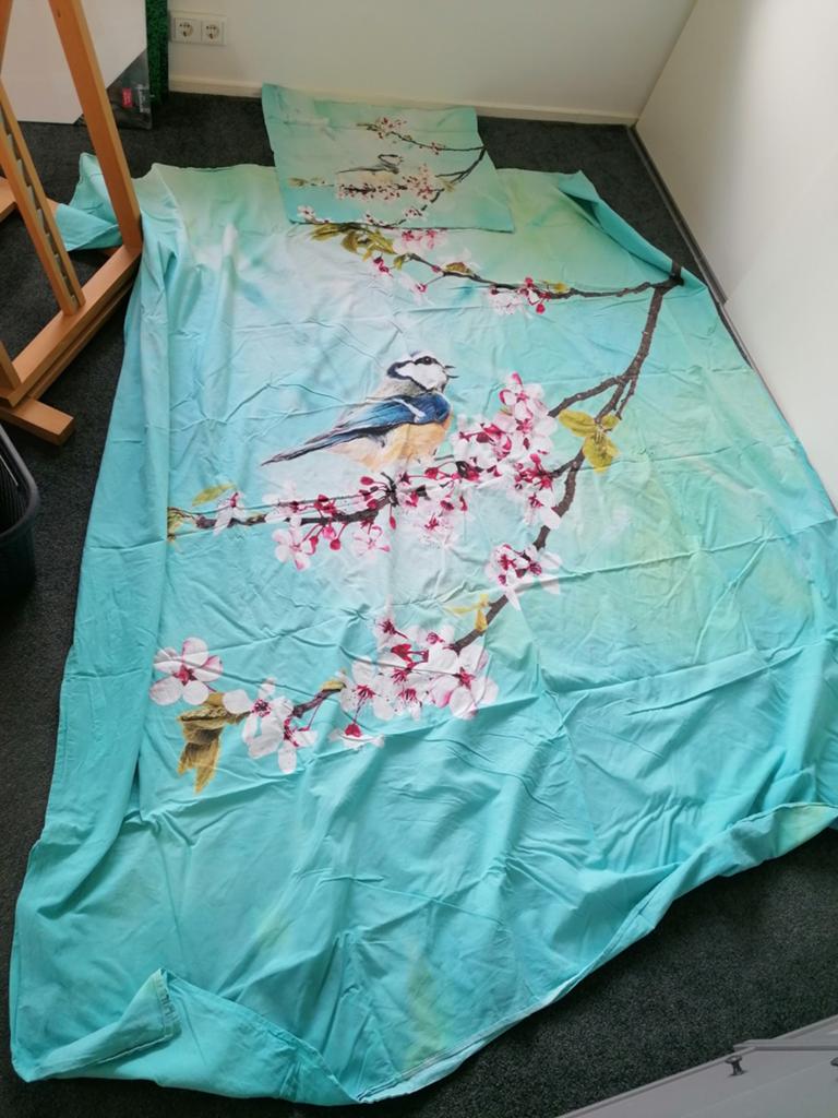 Mooi 2 persoons dekbedovertrek 240x200 pimpelmees 5 euro, Huis en Inrichting, Slaapkamer | Beddengoed, Eenpersoons, Blauw, Dekbedovertrek