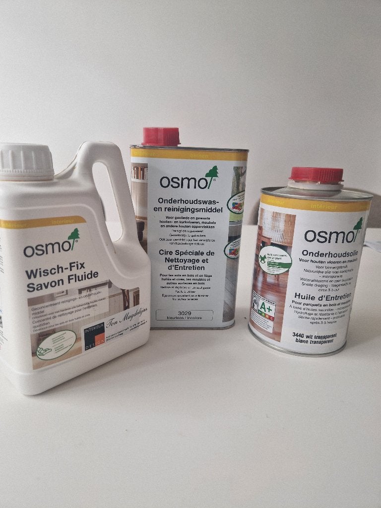 Osmo onderhoudsmiddelen in prijs verlaagd 50,-, Parket, Ophalen of Verzenden, Zo goed als nieuw, 10 m² of meer
