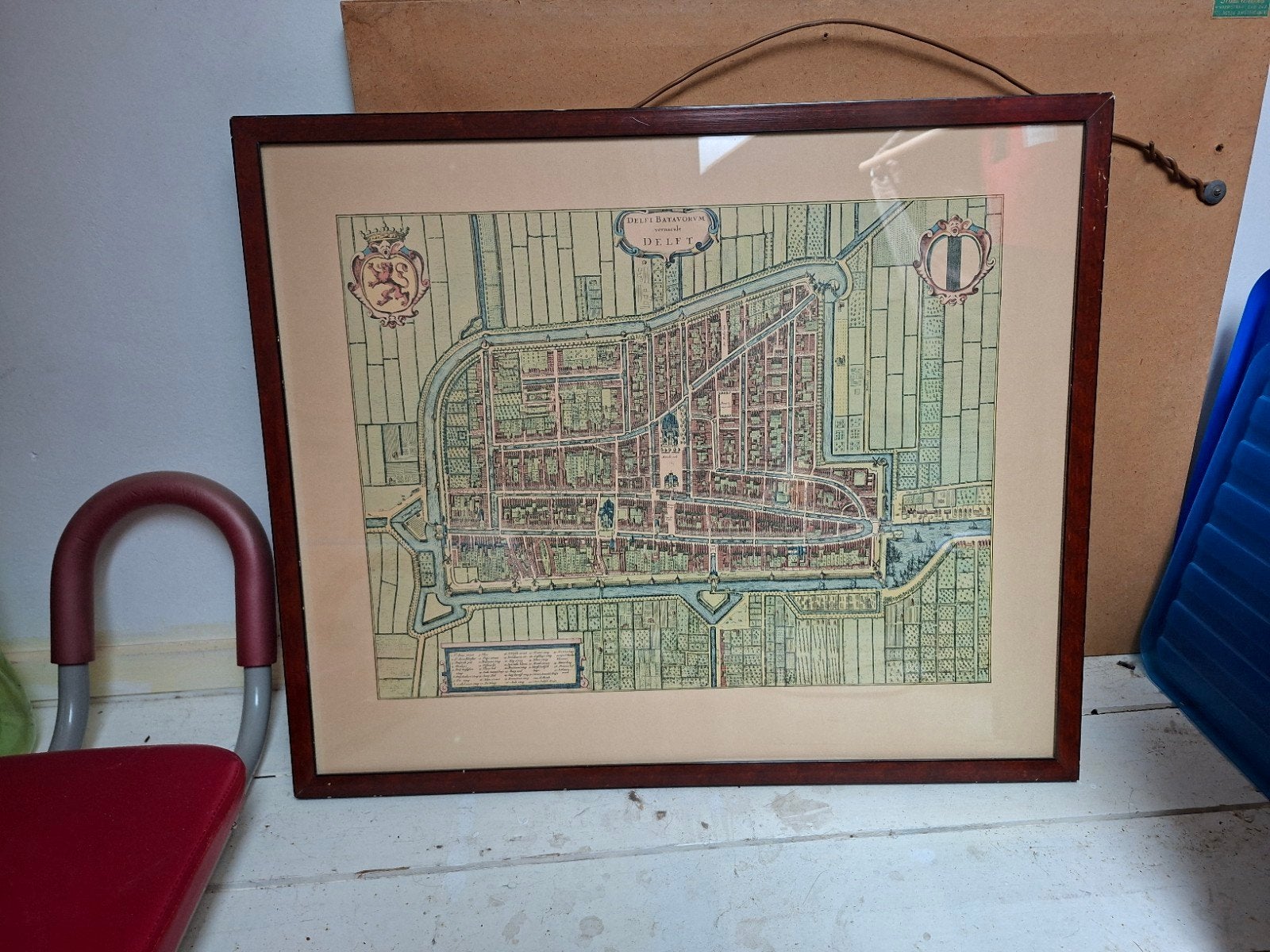 Ingelijste historische kaart van Delft, Antiek en Kunst, Ophalen