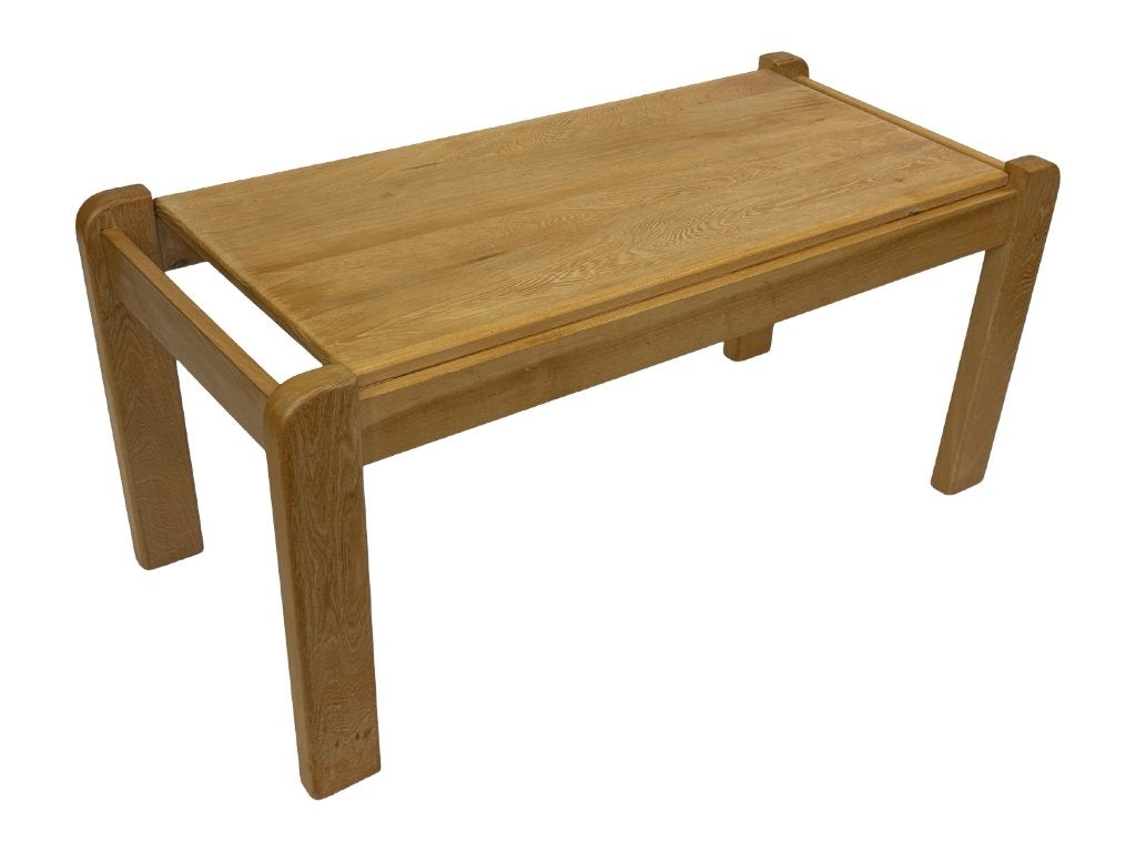 Vintage minimalistische eikenhouten salontafel 80's design, Gebruikt, 100 tot 150 cm, Eikenhout, 50 tot 100 cm