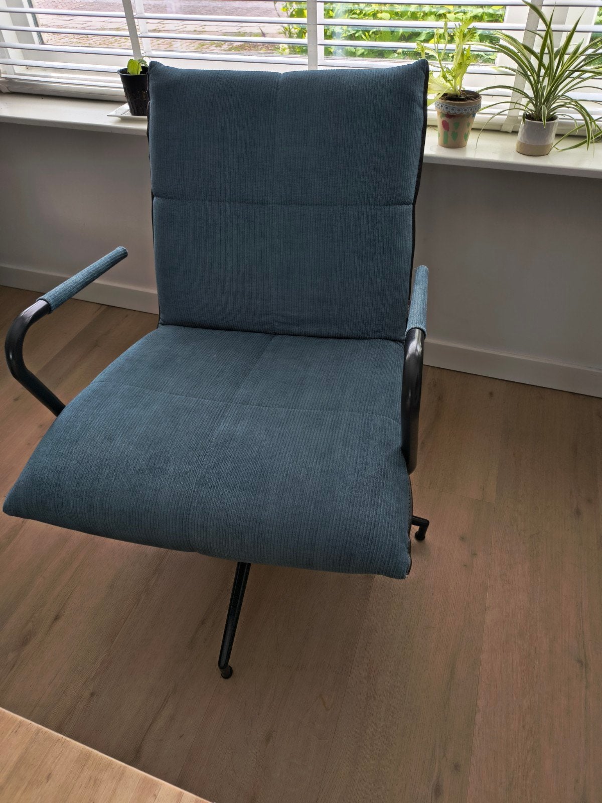 Comfortabele Xooon petrol kamerstoelen (2x), Gebruikt, Twee, Blauw, Ophalen of Verzenden