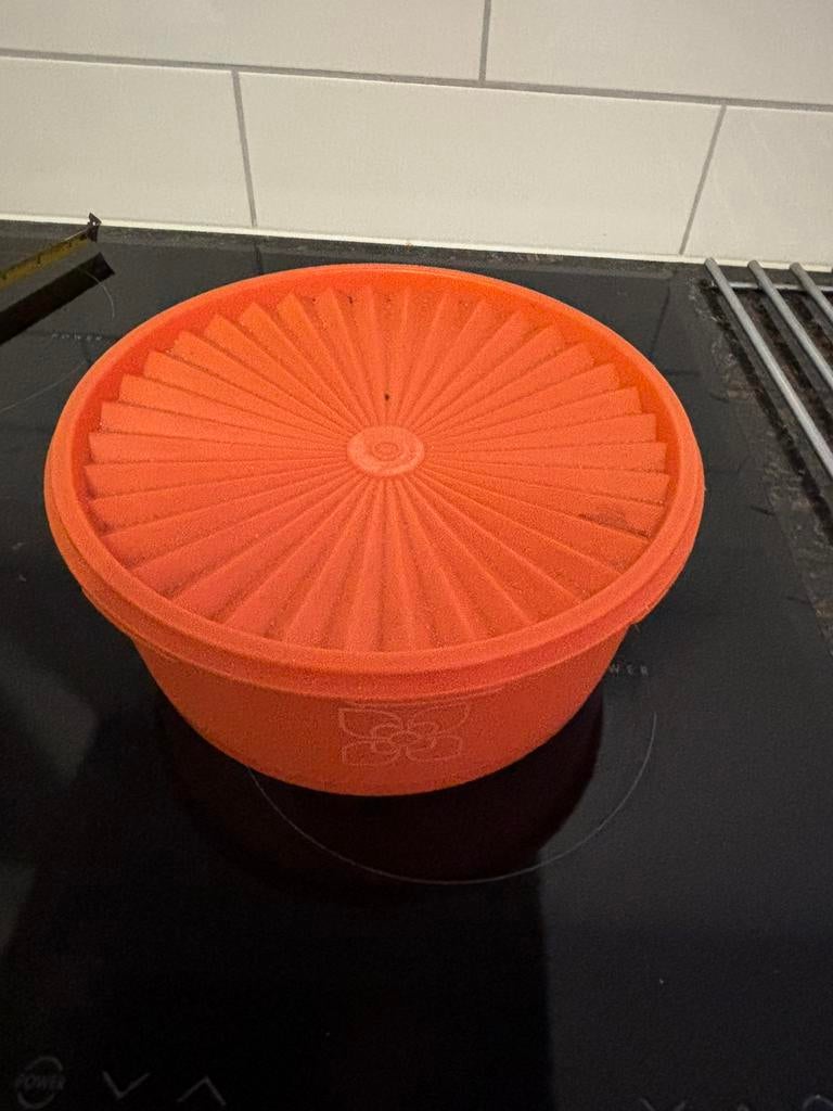 Vintage oranje koektrommel, Ophalen of Verzenden, Zo goed als nieuw, Oranje