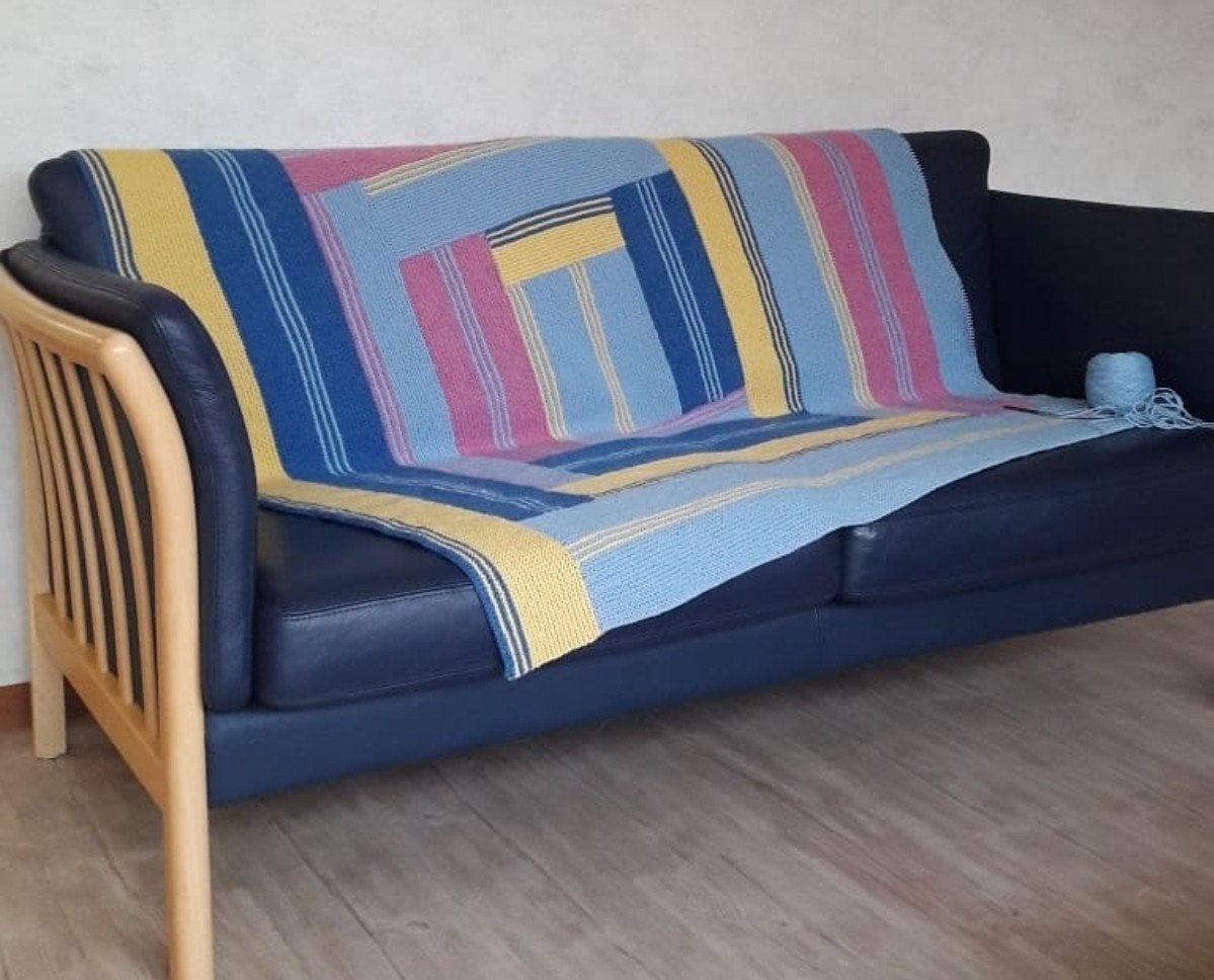 100% wollen deken handgemaakt 130 x 130 cm wol Cascade 220, Ophalen of Verzenden, Nieuw, Breien of Haken, Wol of Garen