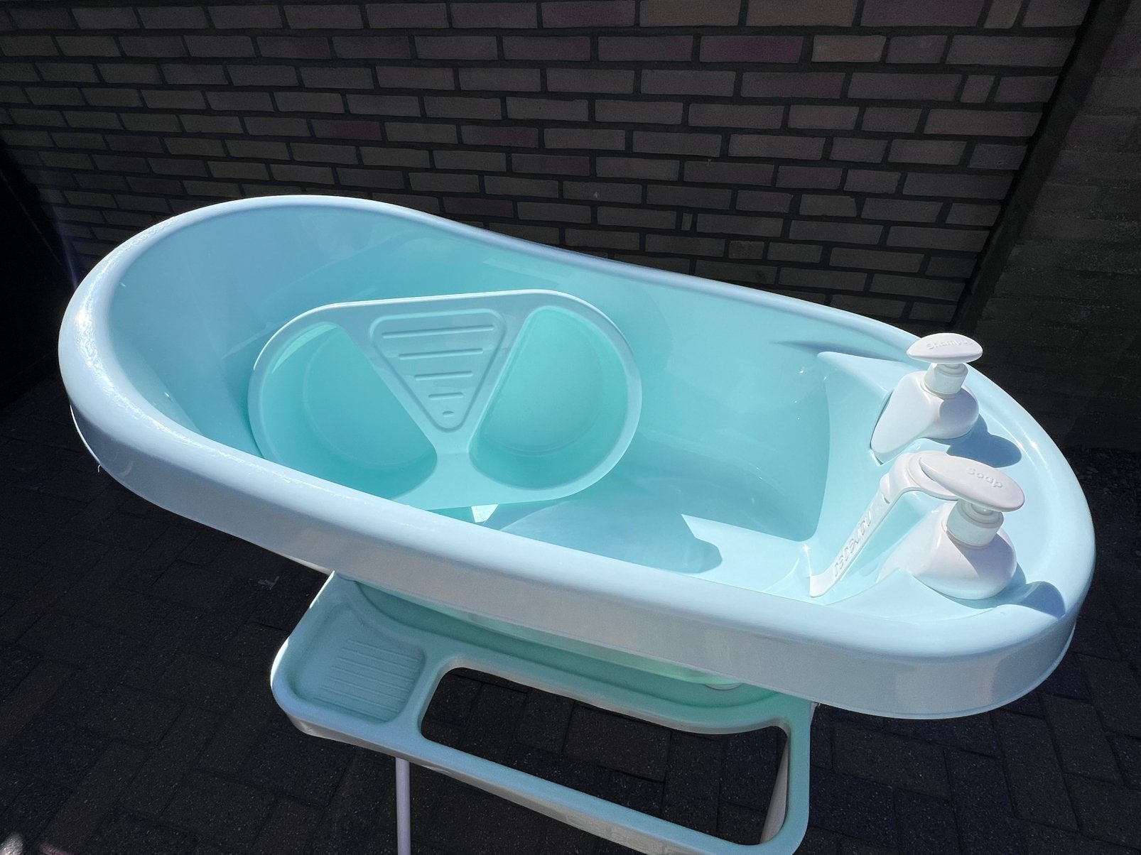 Bébé-jou Babybad compleet incl waskom – Lichtblauw/mint, Ophalen, Zo goed als nieuw, Badje, Bébé-jou