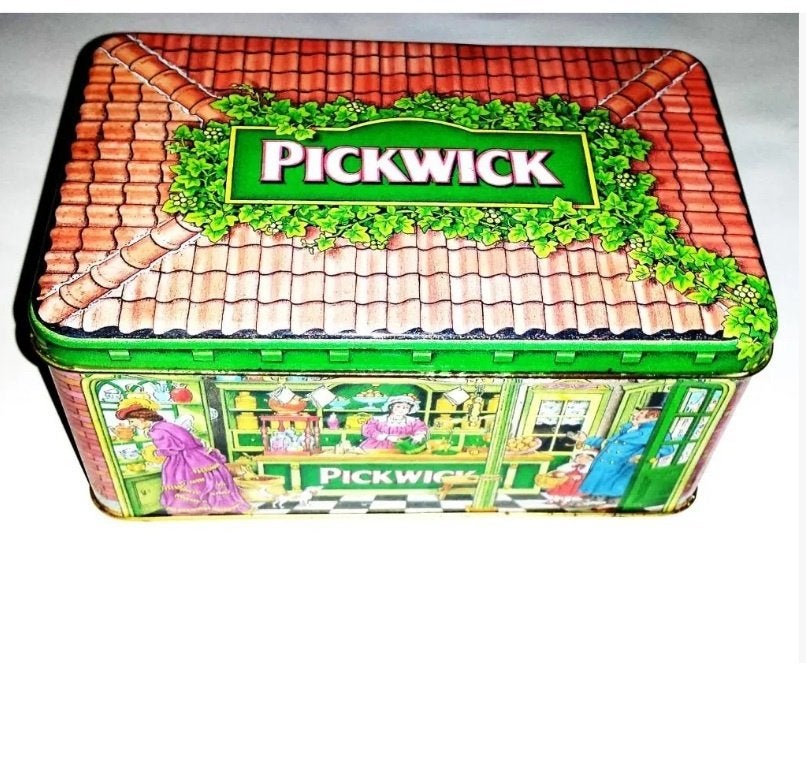 Blik van retro Verzameling Pickwick theeblik Douwe Egberts., Ophalen of Verzenden, Gebruikt, Koffie, Douwe Egberts