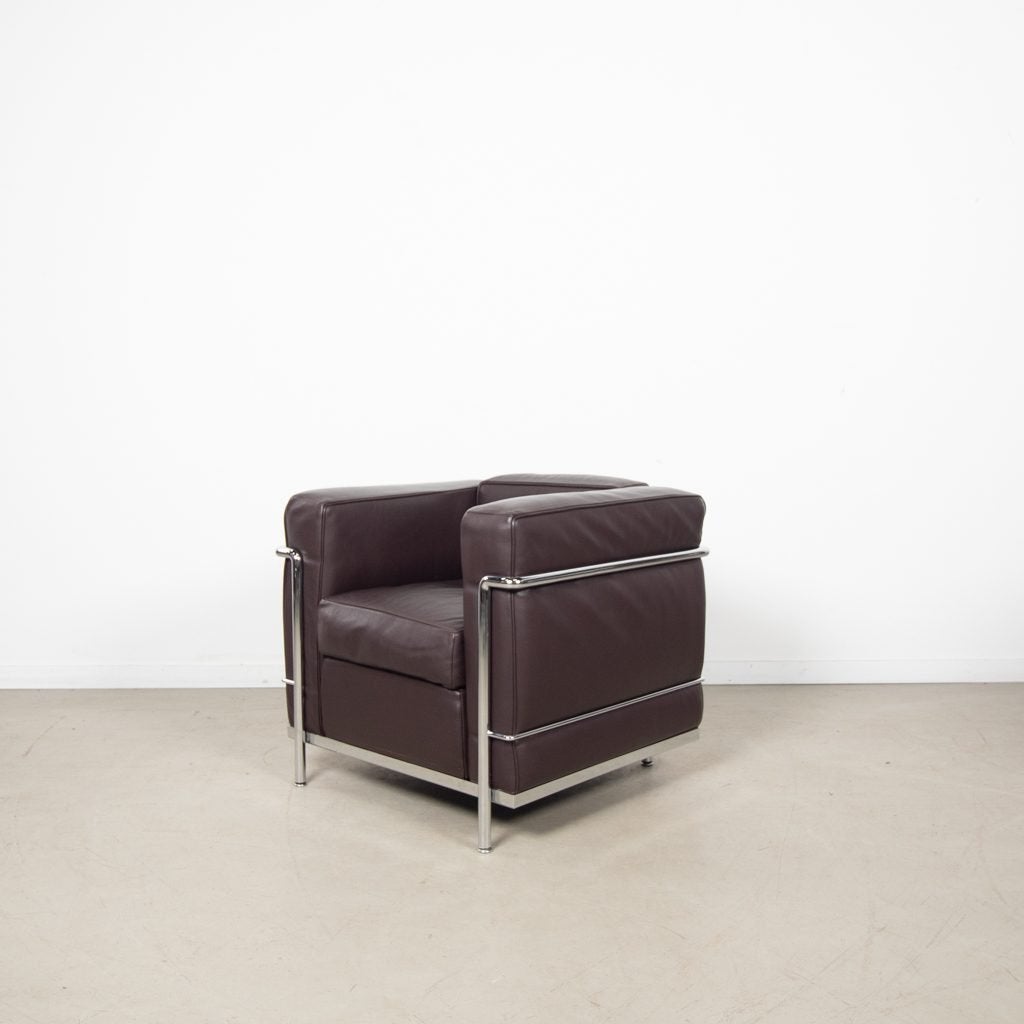 Cassina LC2 Fauteuil Donkerbruin Leer, Niet ingevuld, Zo goed als nieuw, Niet ingevuld, Niet ingevuld
