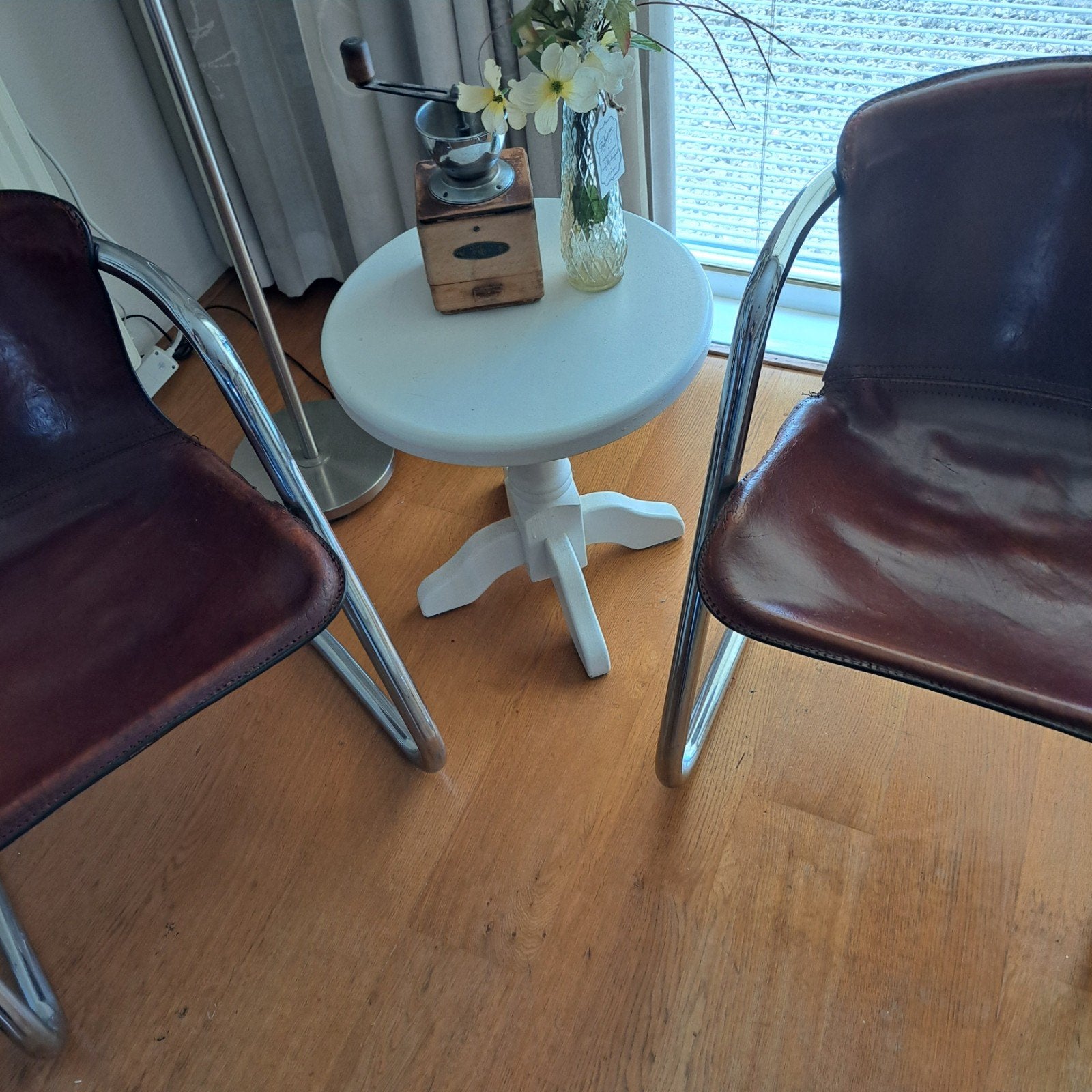 Witte ronde bijzettafel - Gebruikt, Minder dan 45 cm, Minder dan 55 cm, Gebruikt, Rond