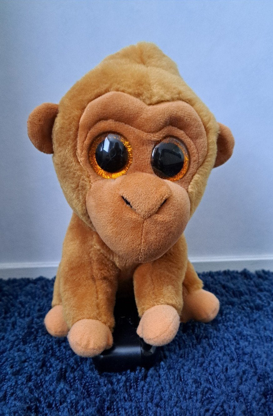 TY Beanie Boo knuffel aap Monroe (middel 23 cm), Overige typen, Ophalen of Verzenden, Zo goed als nieuw, Middelgroot (20 tot 80 cm)