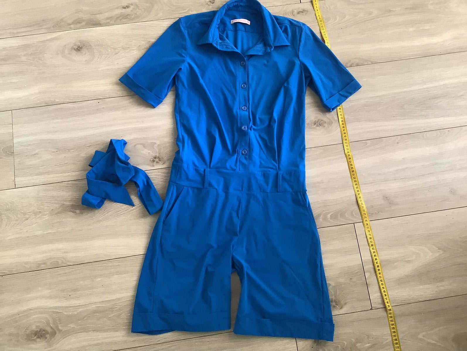 Studio Anneloes travelstof jumpsuit kort model s, Ophalen of Verzenden, Zo goed als nieuw, Maat 36 (S), Blauw