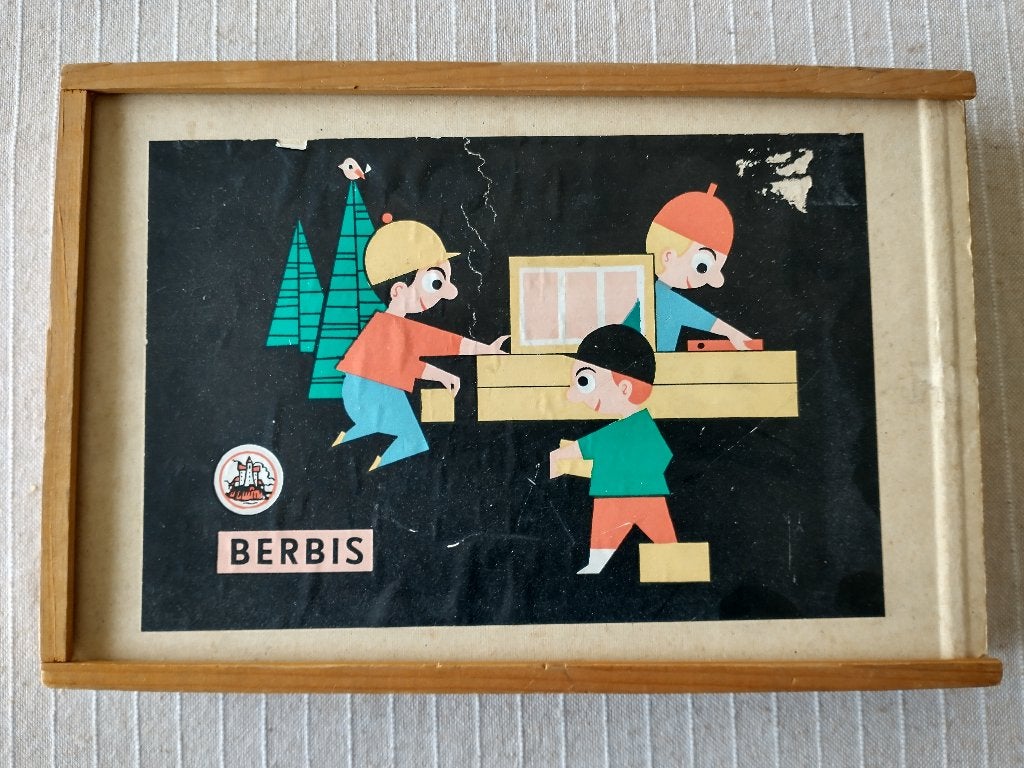 Vintage Berbis 1-laags blokkenkistje met deksel Jaren 40, Ophalen of Verzenden